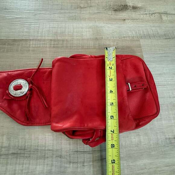Vintage JW Hulme Co. Red Leather Concho Double Pocket Sling Saddle Bag main image 8